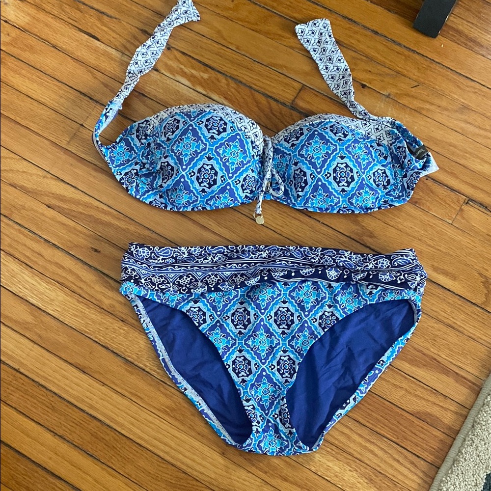 Tommy Bahama Blue Patterned Bikini Swimsuit Woman Small
